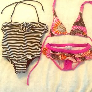 Toddler Girls size 4 swimsuits. Billabong and Roxy